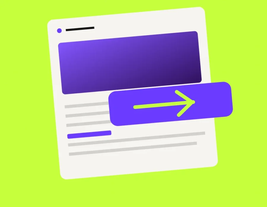 An existing article connected by a purple arrow